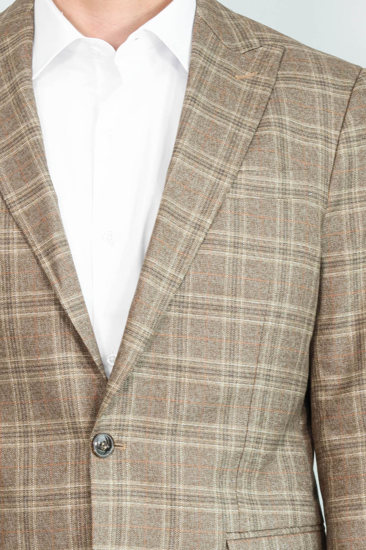 Slim Fit Peak Lapel Checked Grey Men Blazer - Wessi