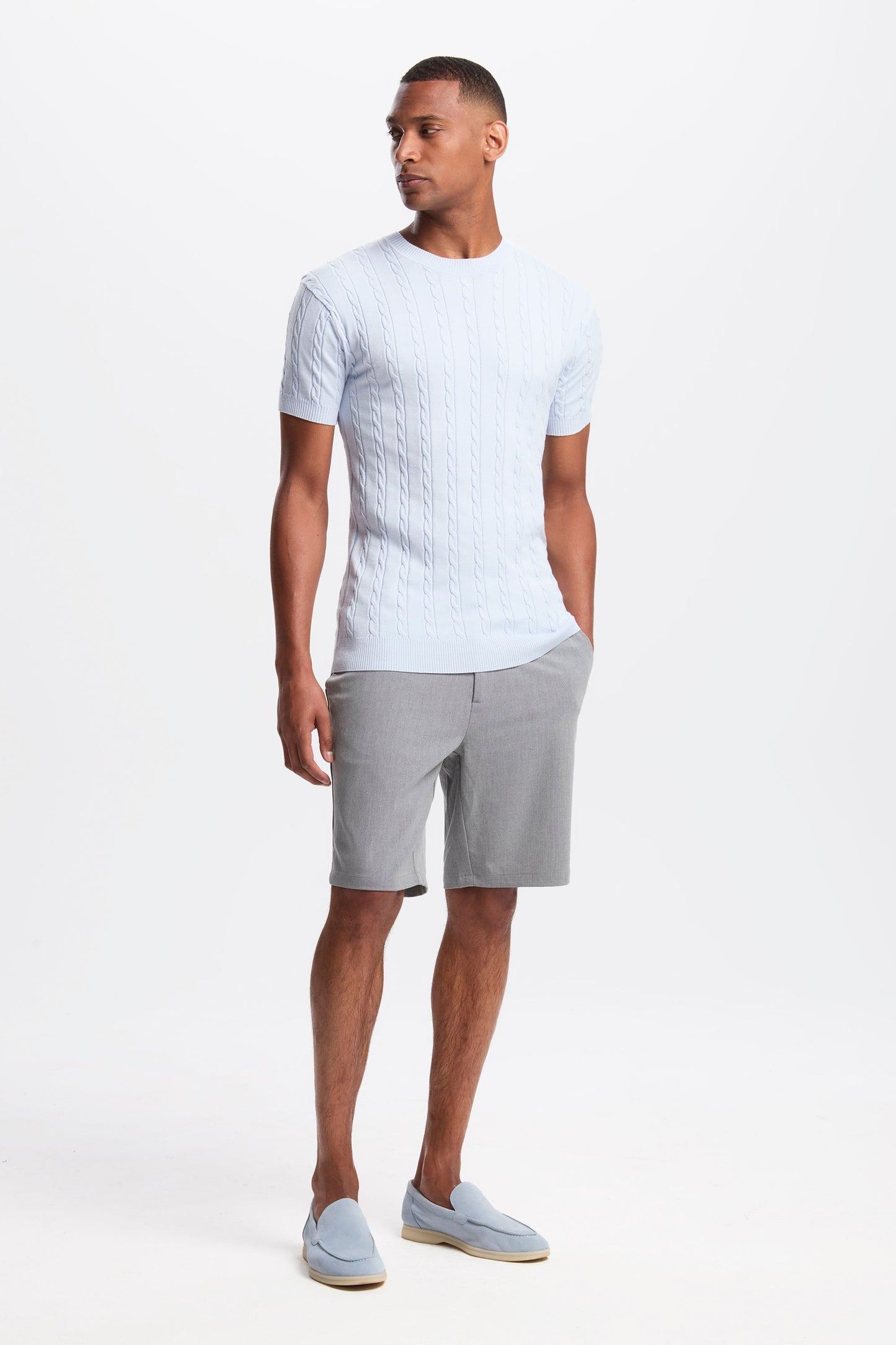 Cable Knit Short Sleeve T-Shirt