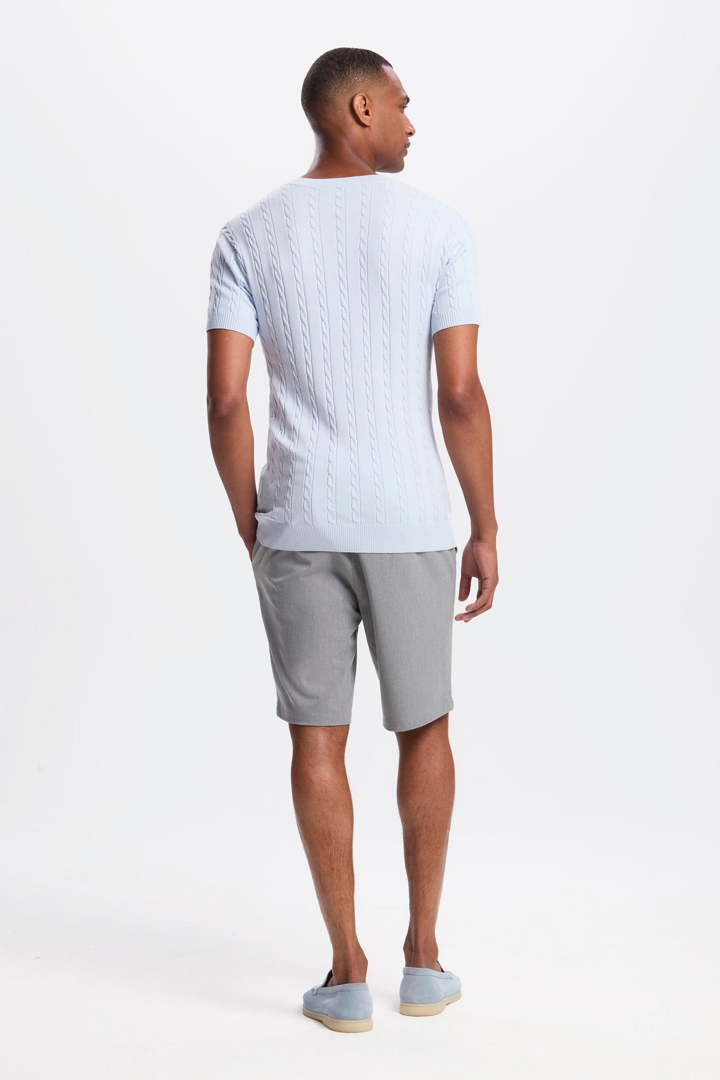 Cable Knit Short Sleeve T-Shirt