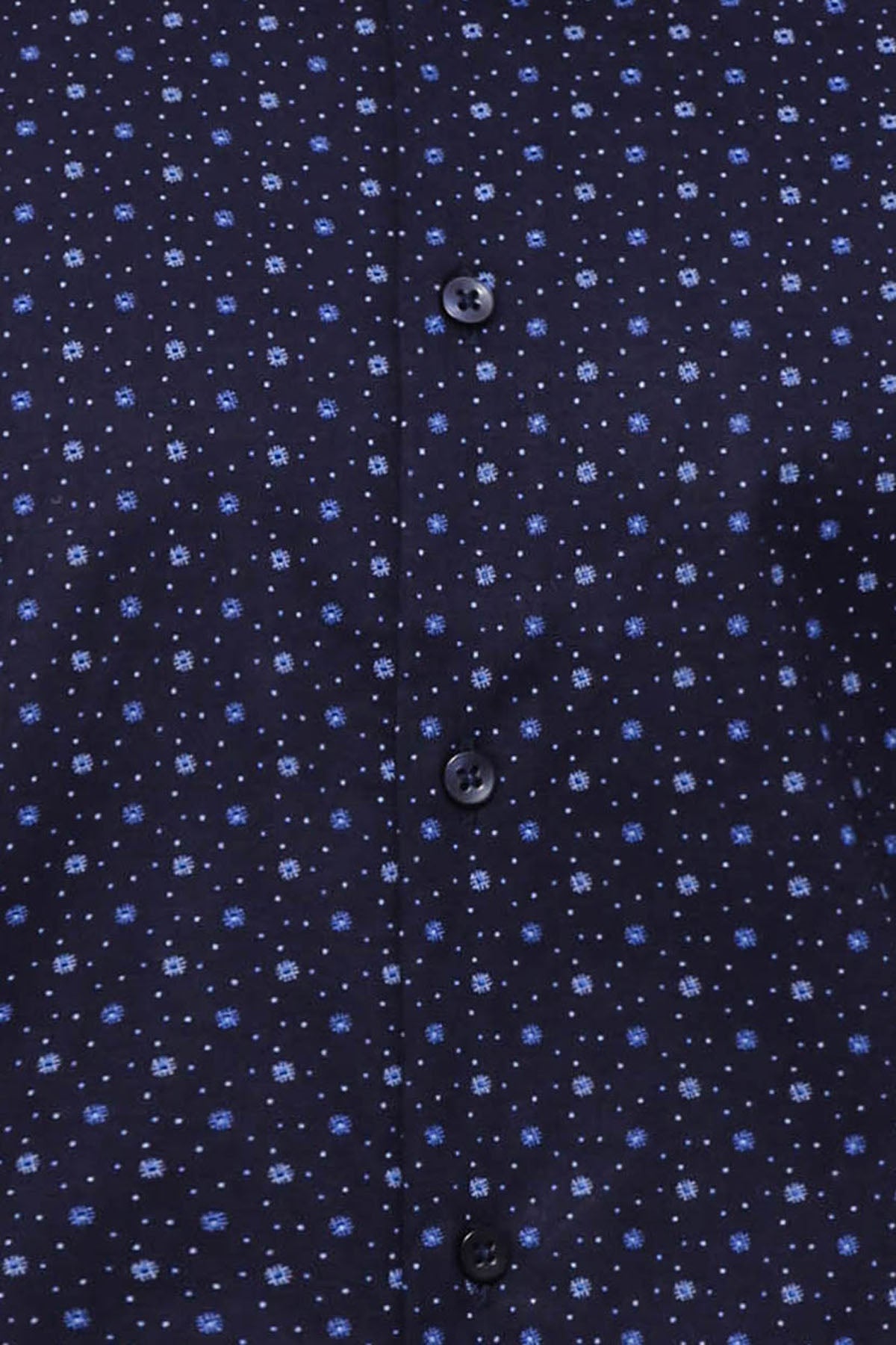 KOALA SYDNEY Dot Patterned Long Sleeves Navy Blue Men's Shirt -