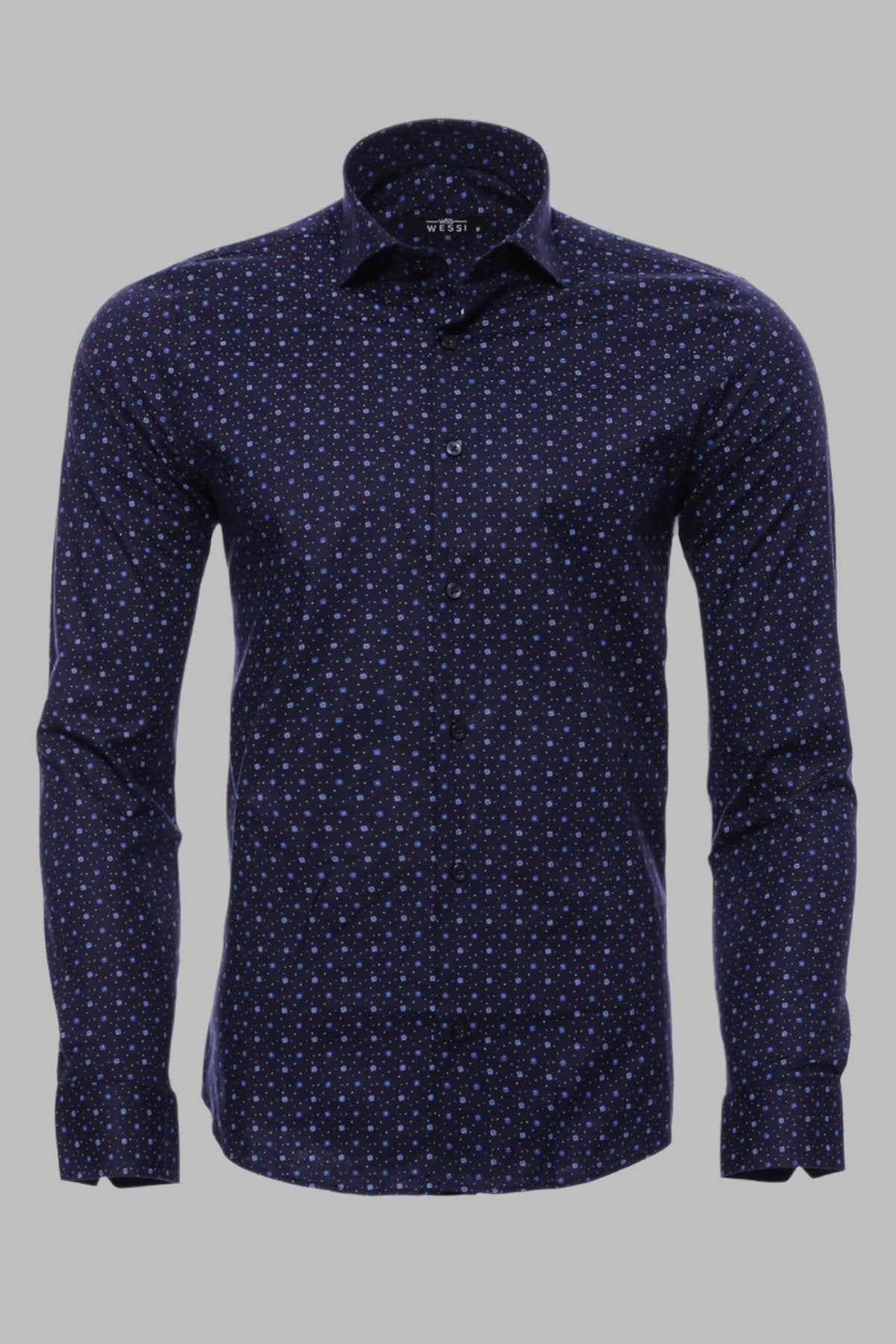 KOALA SYDNEY Dot Patterned Long Sleeves Navy Blue Men's Shirt -