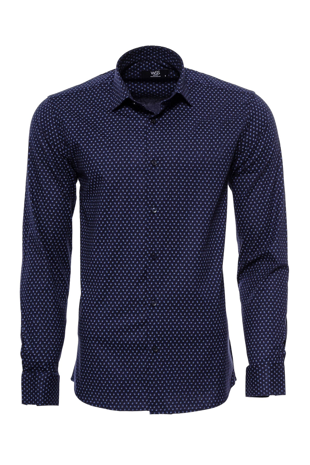 Patterned Navy Blue Men Shirt
