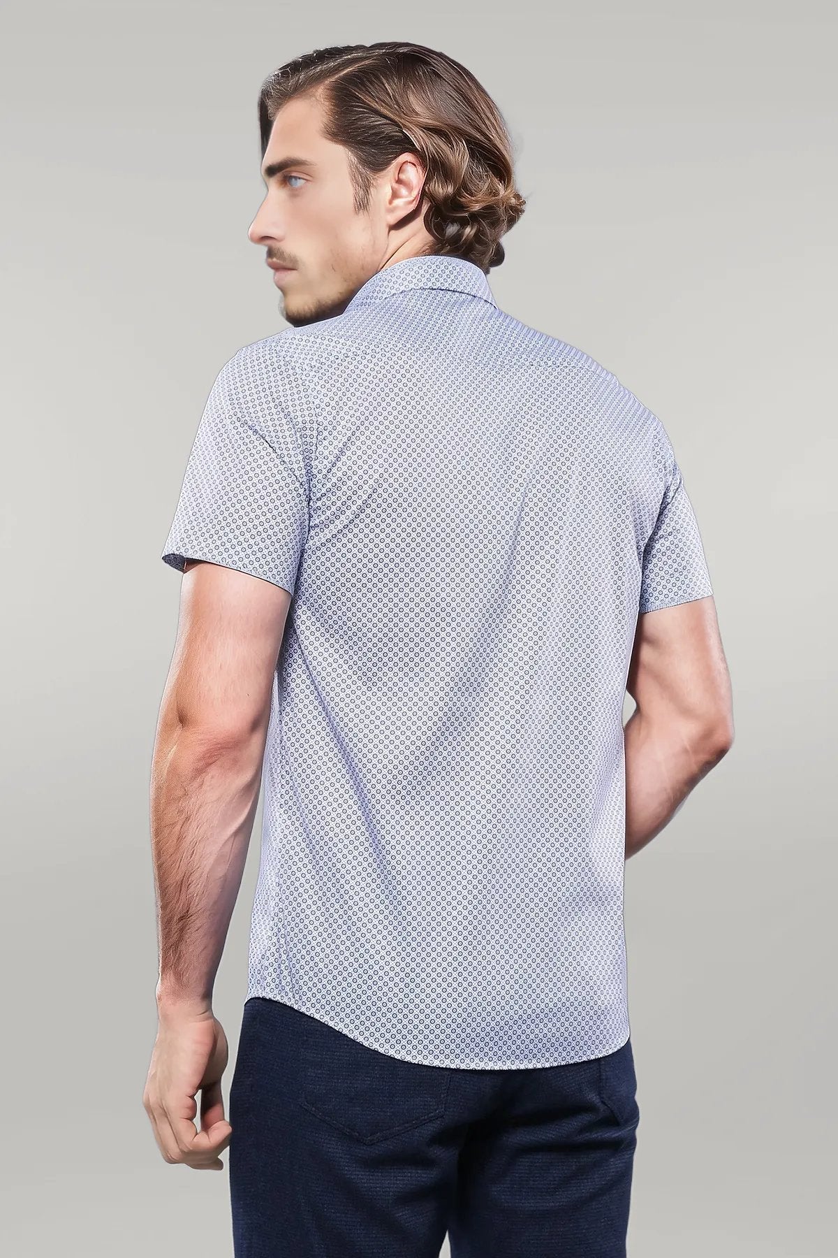 KOALA SYDNEY Patterned Short Sleeve Blue Men Shirt -