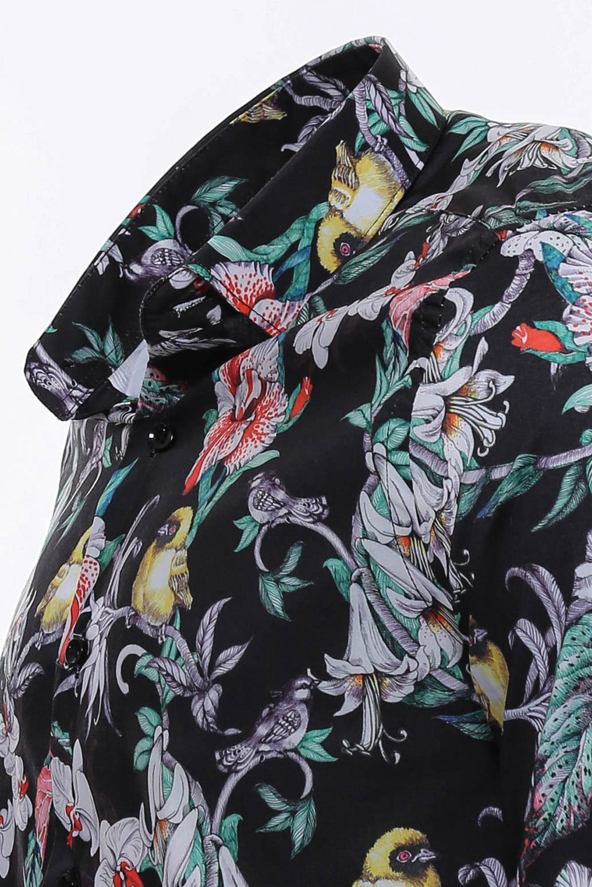 KOALA SYDNEY Chain Zebra Leaf Patterned Slim Fit Long Sleeves Multicolor Men Shirt -
