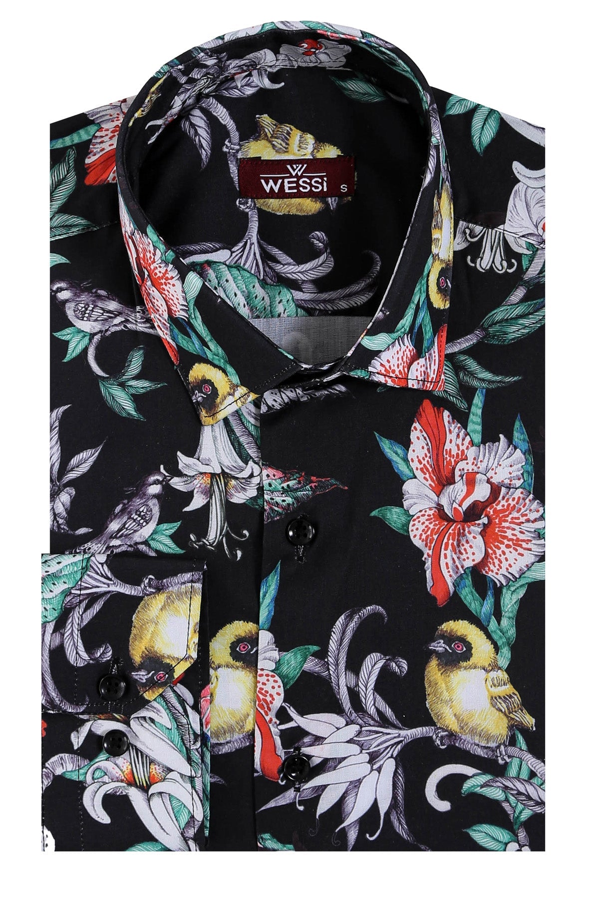 KOALA SYDNEY Chain Zebra Leaf Patterned Slim Fit Long Sleeves Multicolor Men Shirt -
