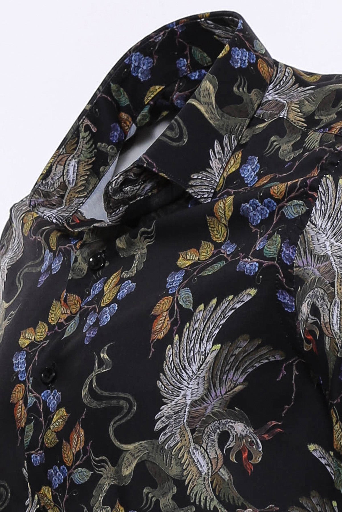 Patterned Slim Fit Long Sleeves Black Men Shirt
