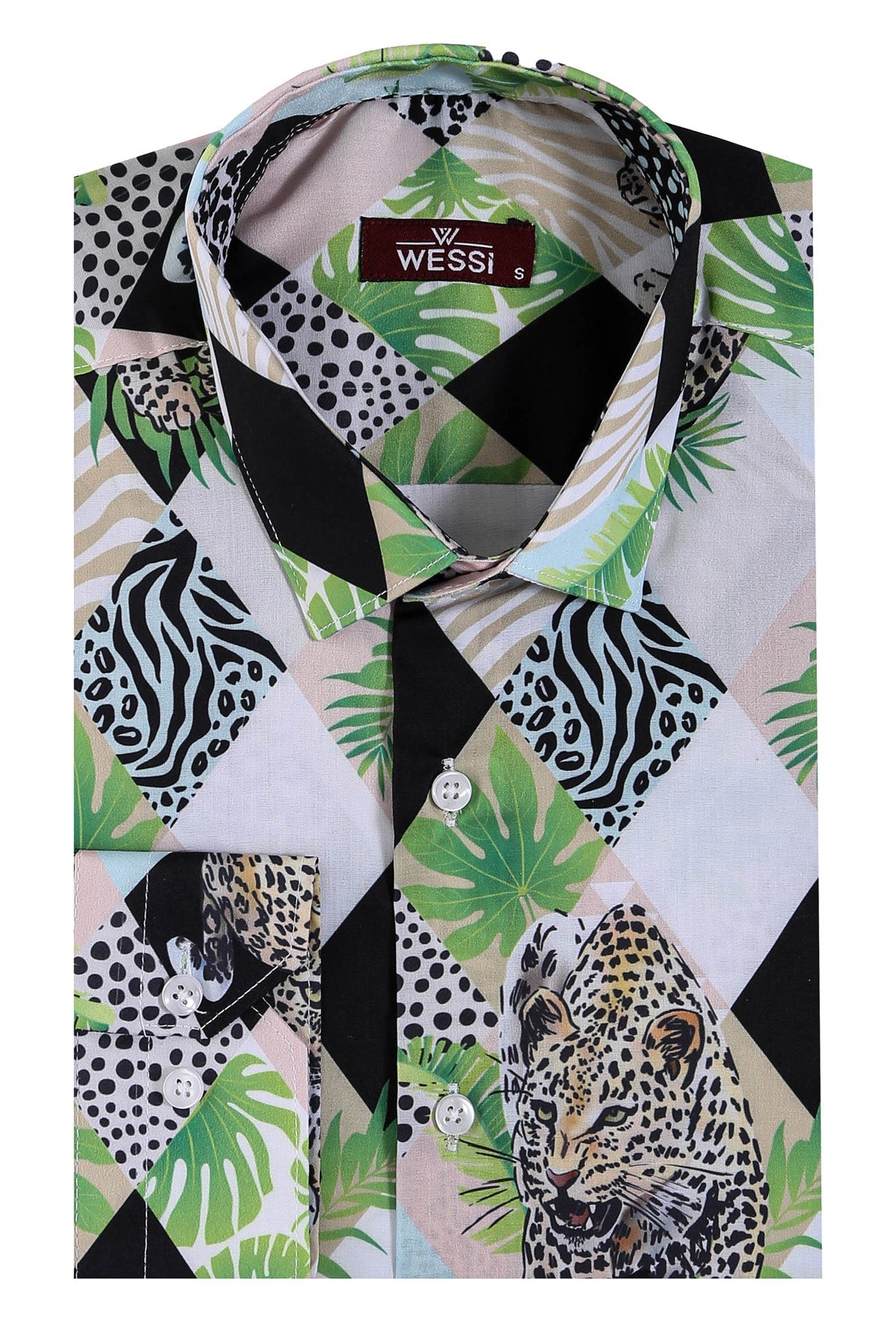 KOALA SYDNEY Leopard Pattern Long Sleeves Multicolor Men Shirt -