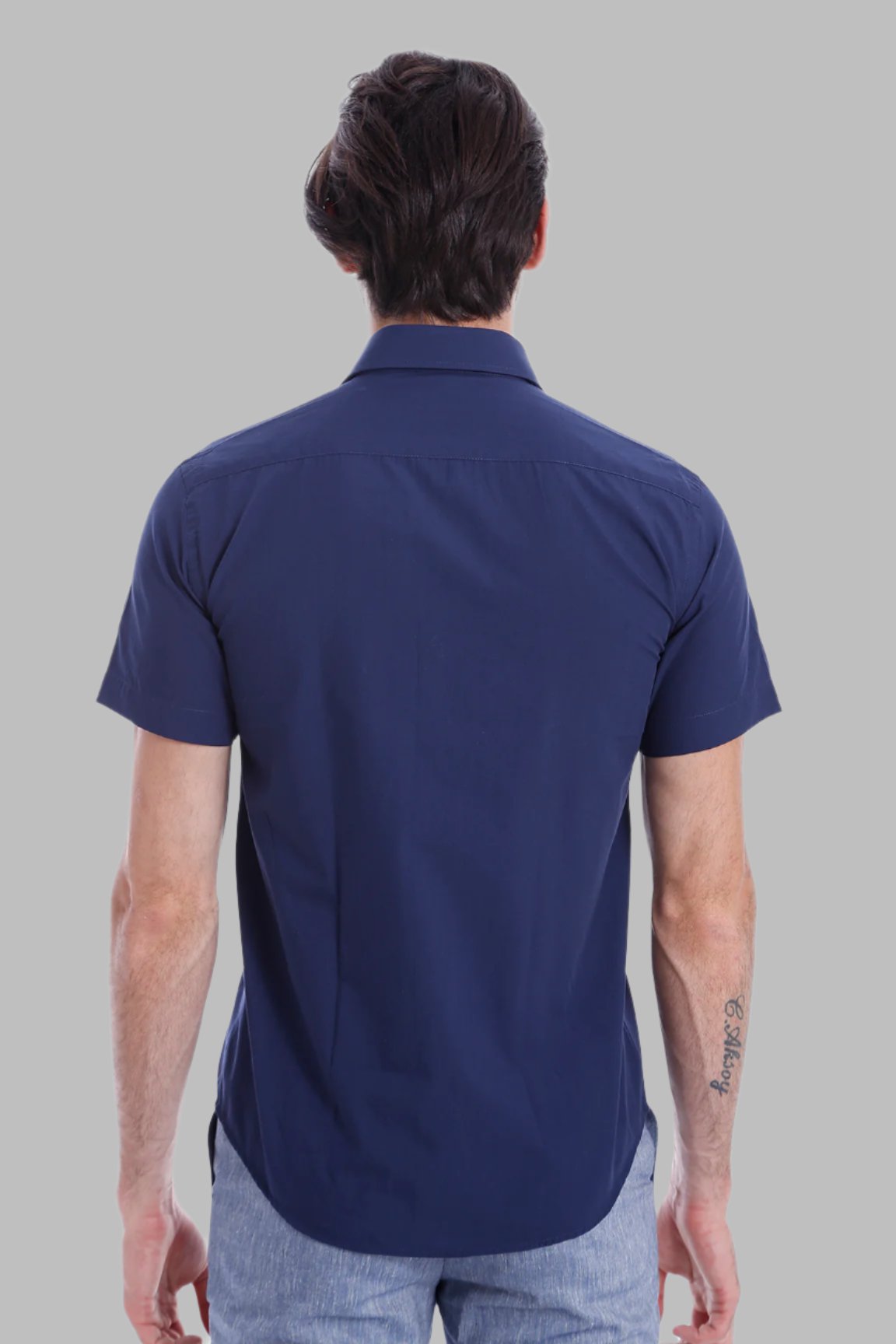 KOALA SYDNEY Short Sleeve Poly Cotton Slim Fit Navy Blue Men Shirt