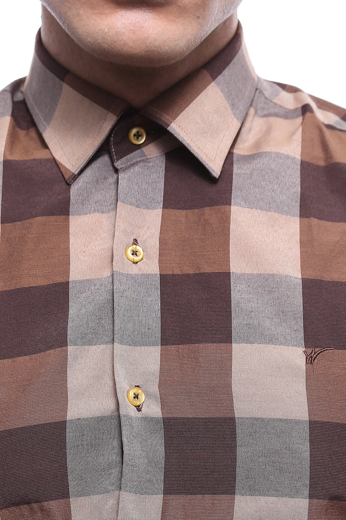 KOALA SYDNEY Checked Short Sleeve Brown Men Shirt -