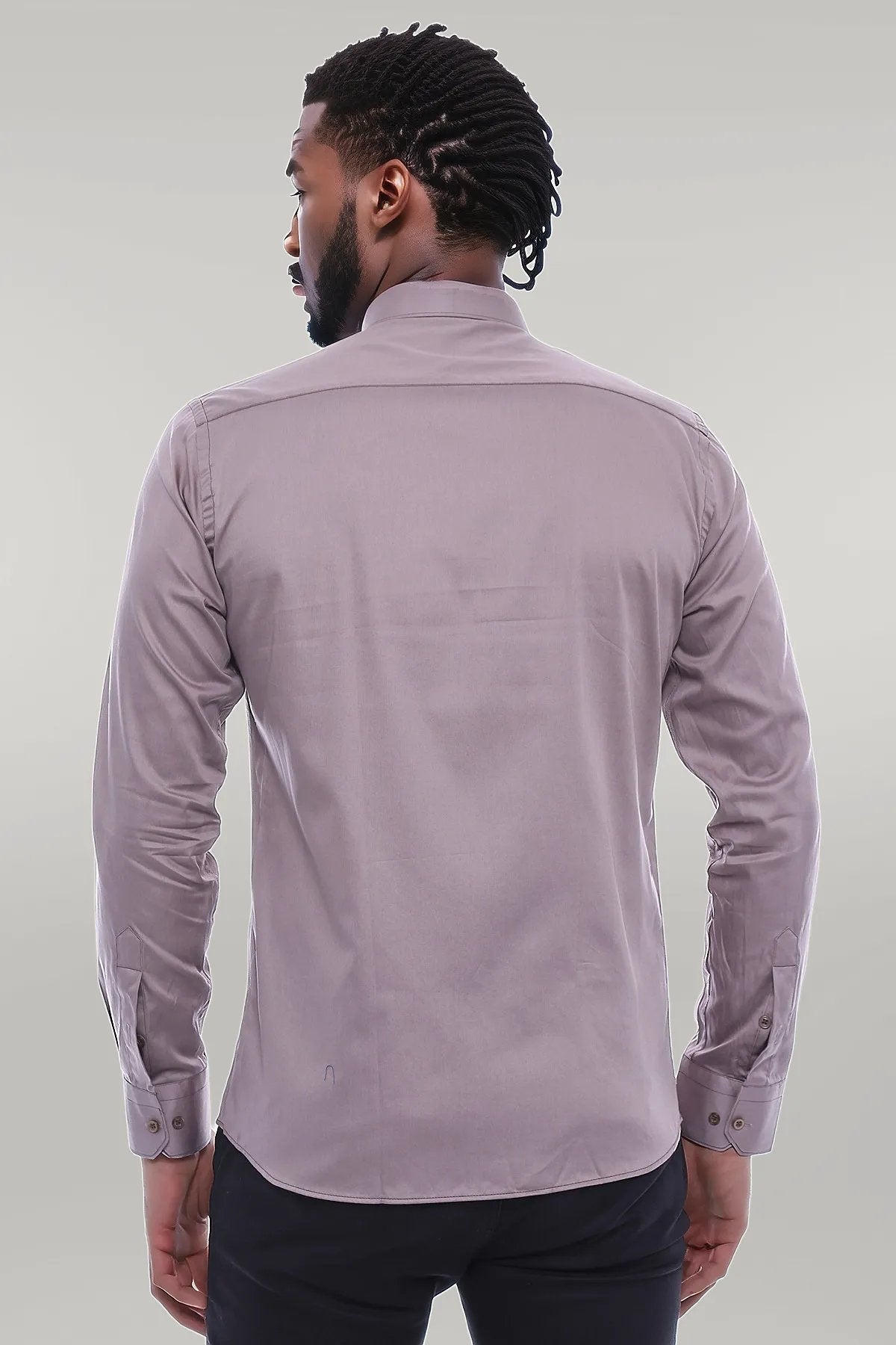 Slim Fit Long Sleeves Grey Men Shirt - Wessi