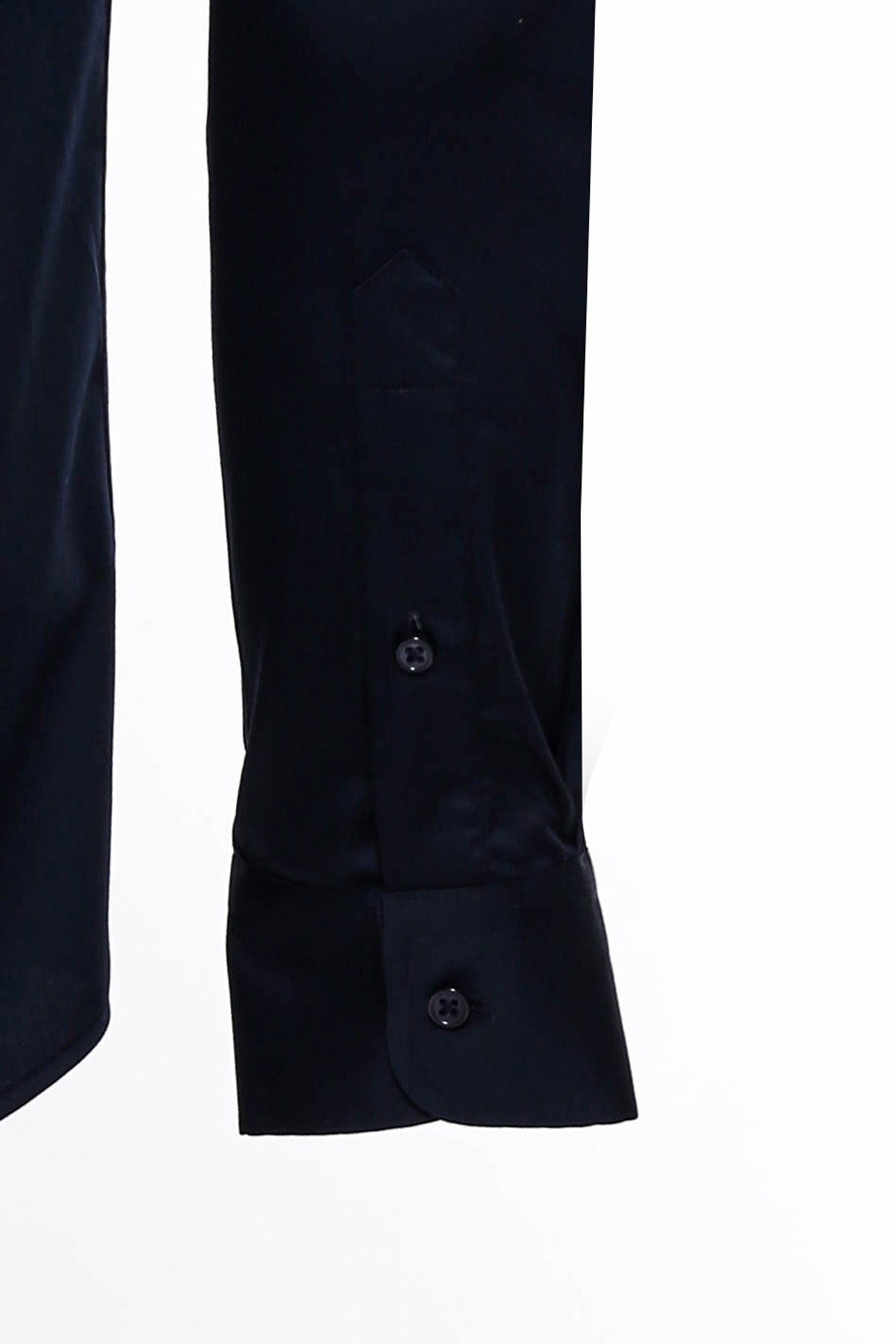 Cotton Satin Slim Fit Long Sleeves Plain Navy Blue Men Shirt -