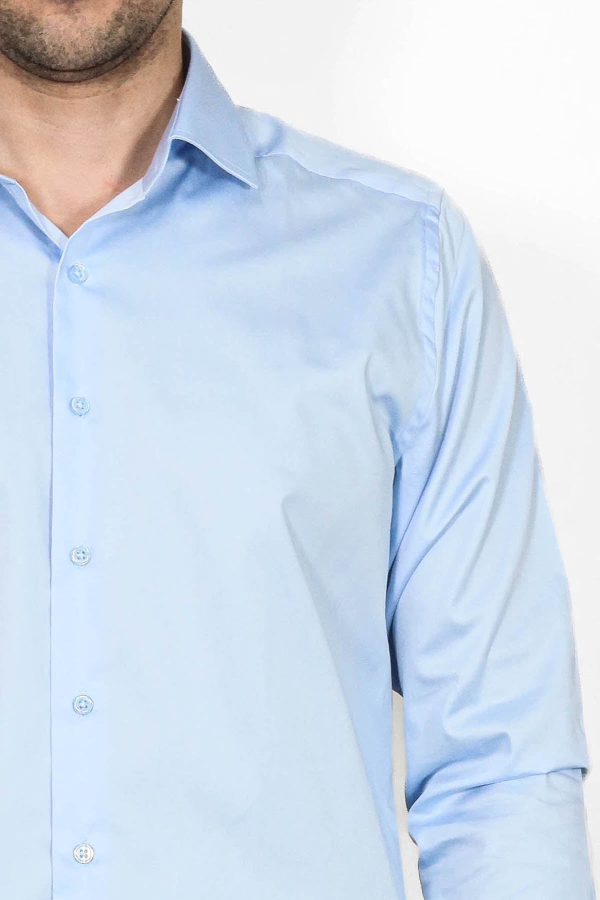 Cotton Satin Sky Blue Men Shirt - Wessi