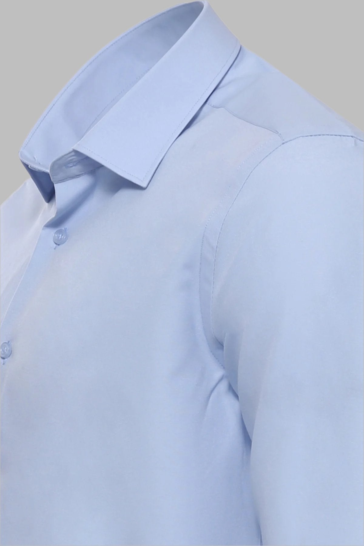 Sky Blue Plain Long Sleeves Regular Fit Shirt