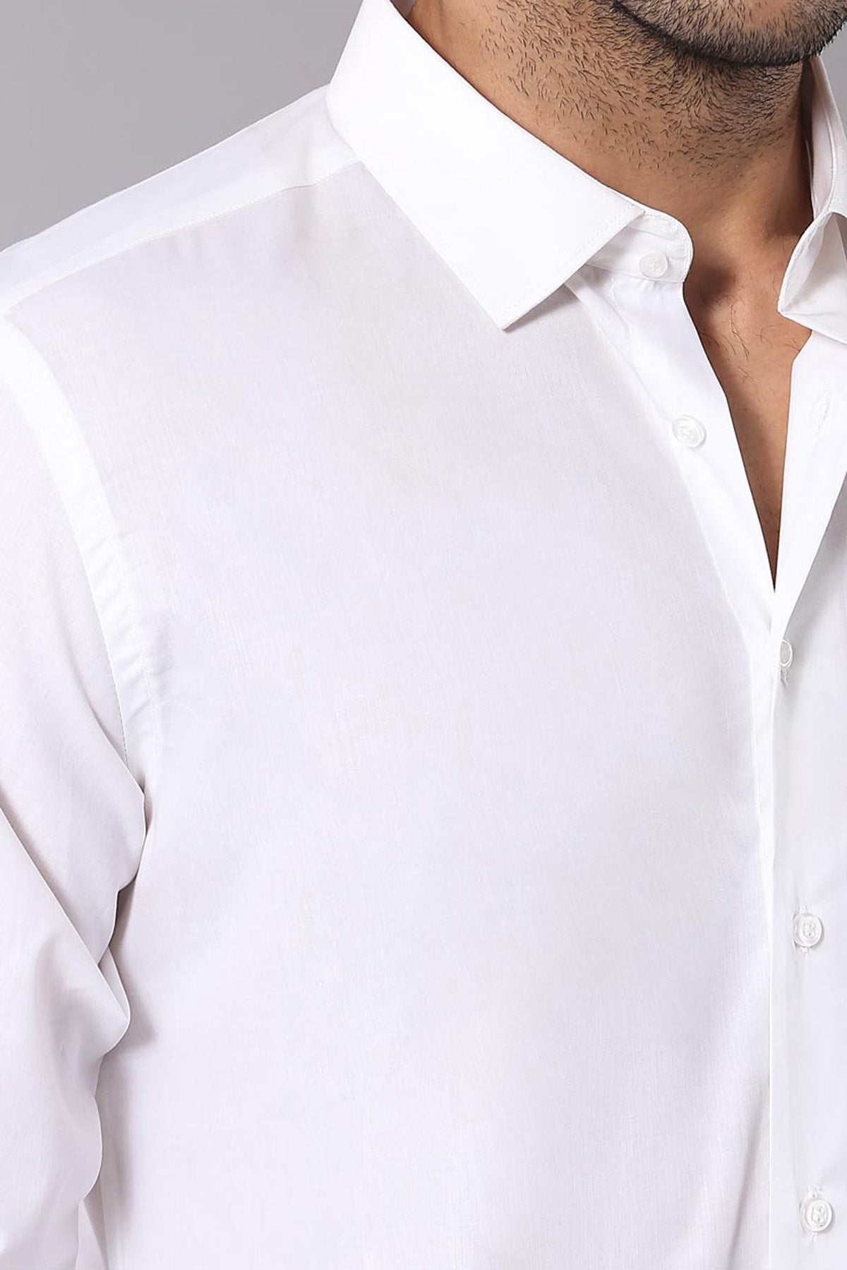 Poly Cotton Slim Fit Cream Shirt