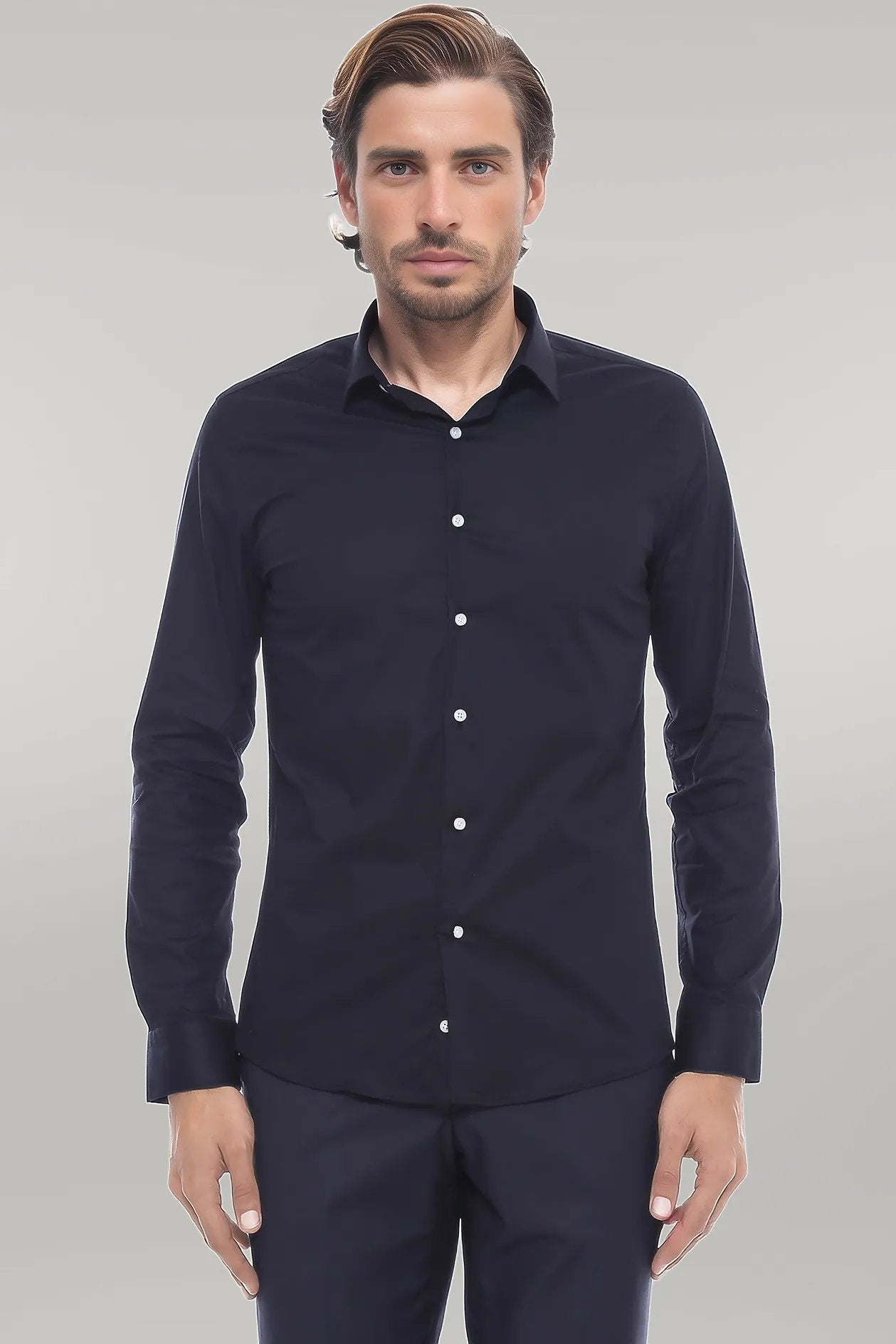 KOALA SYDNEY Plain Slim Fit Black Men Lumberjack Shirt -
