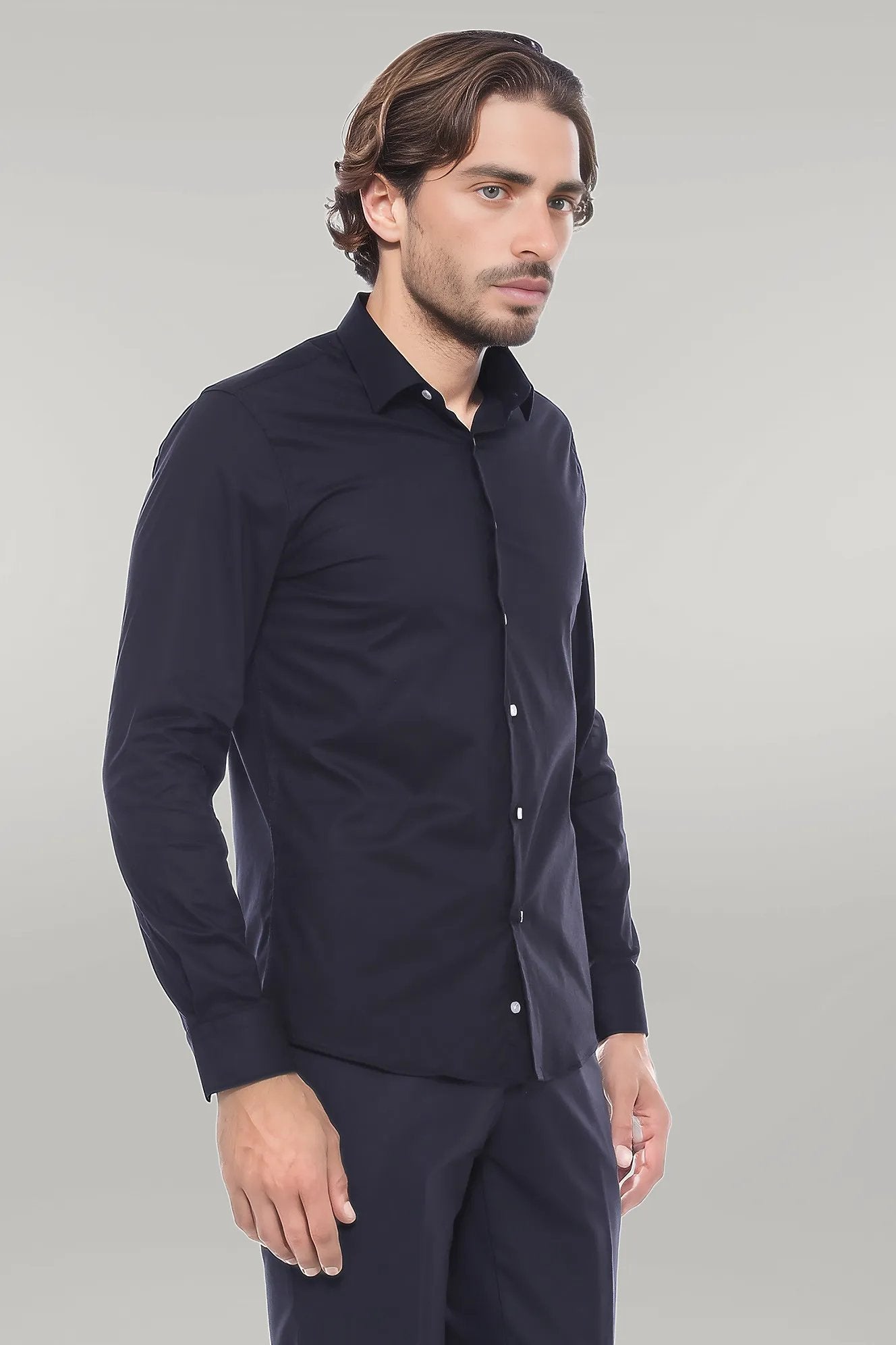 KOALA SYDNEY Plain Slim Fit Black Men Lumberjack Shirt -
