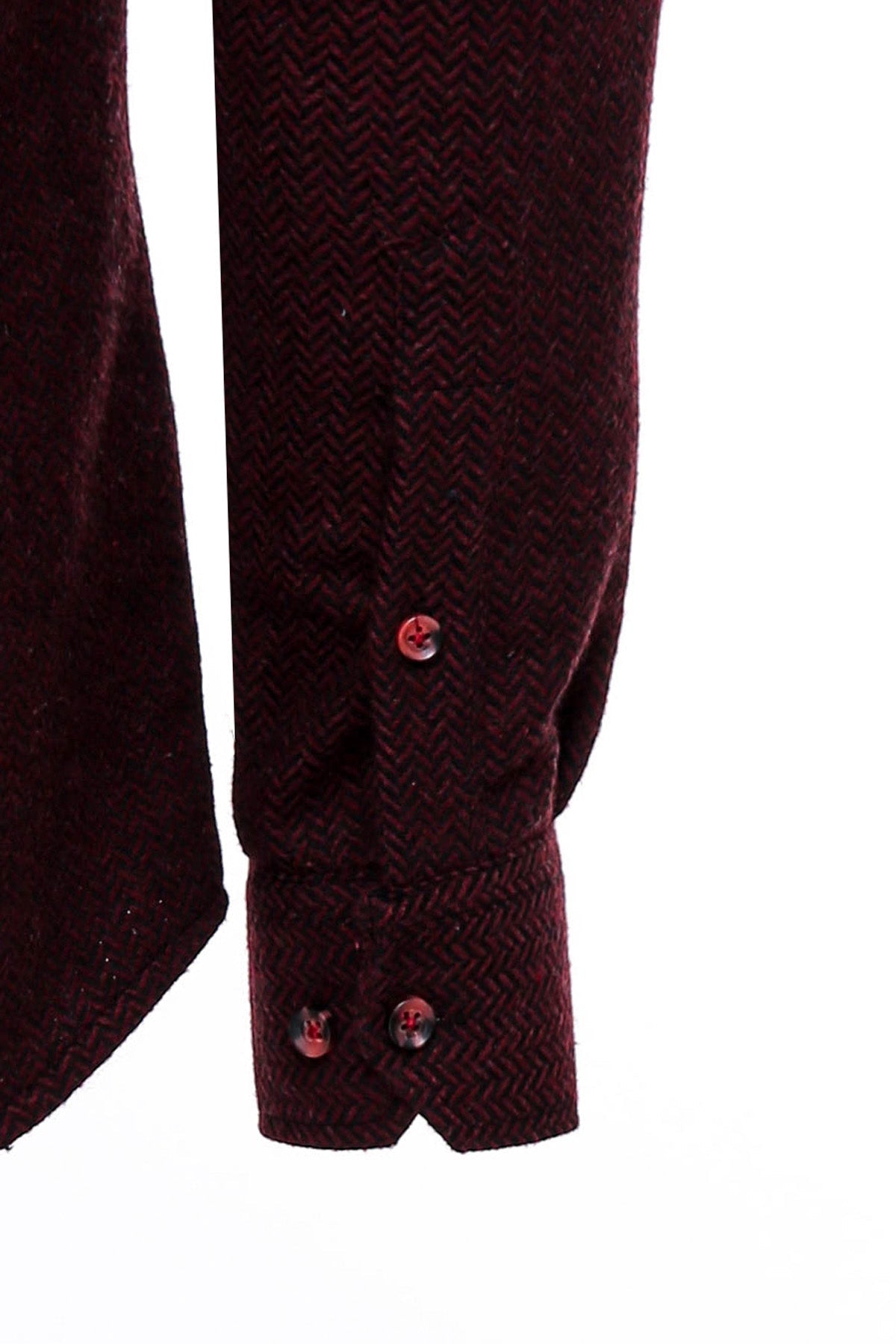 Herringbone Patterned Dark Burgundy Men Lumberjack Shirt -