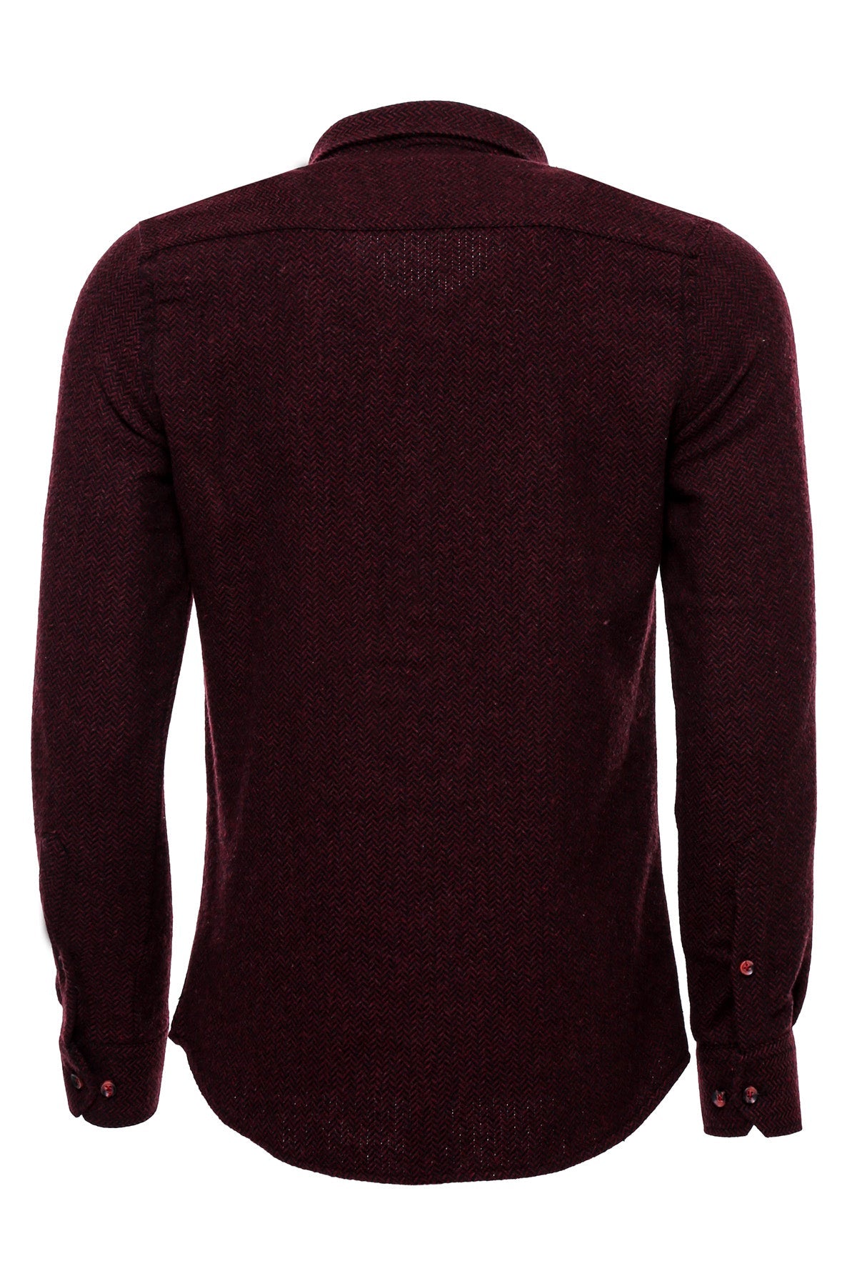Herringbone Patterned Dark Burgundy Men Lumberjack Shirt -
