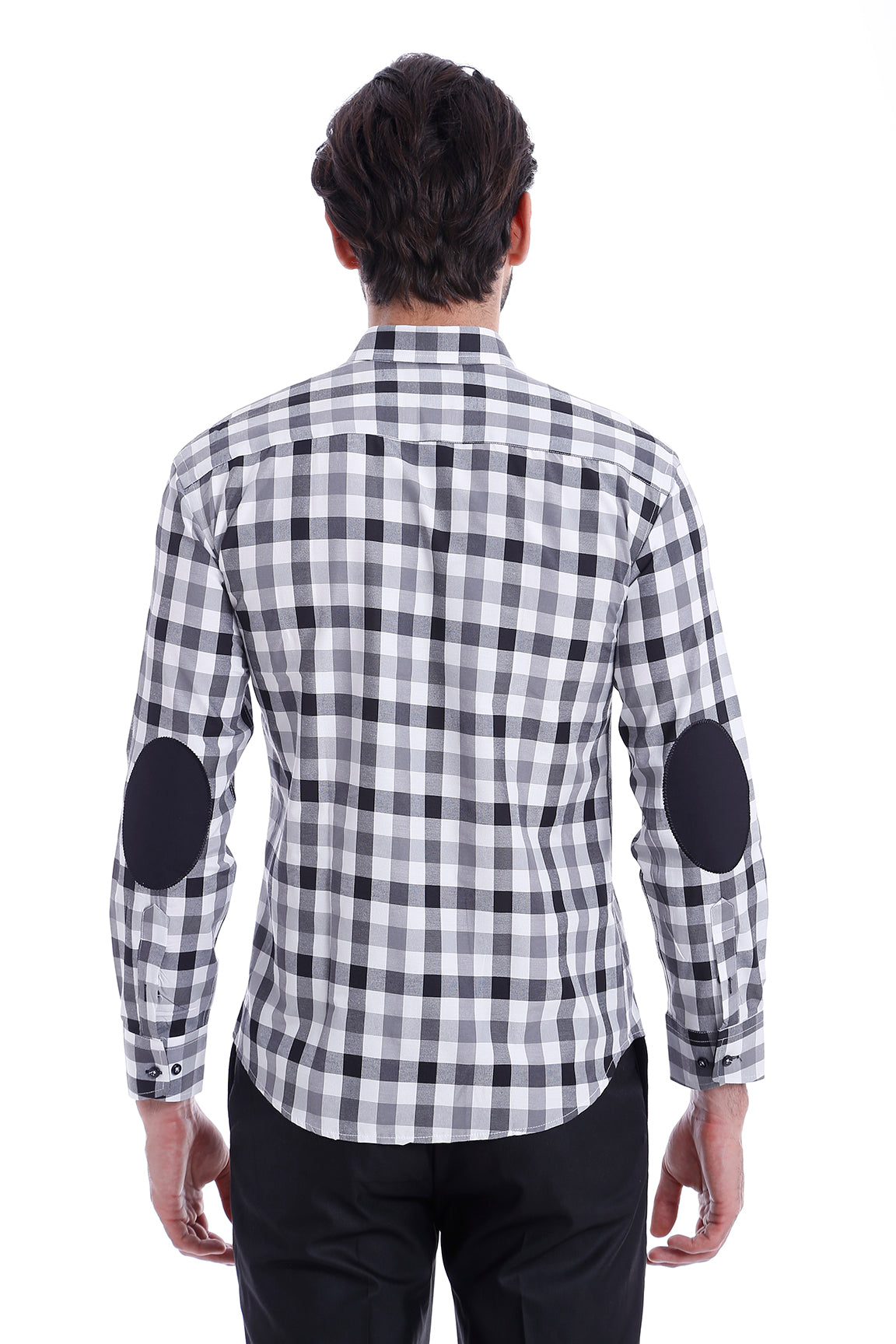 Slim Fit Plaid Patterned Grey Shirt