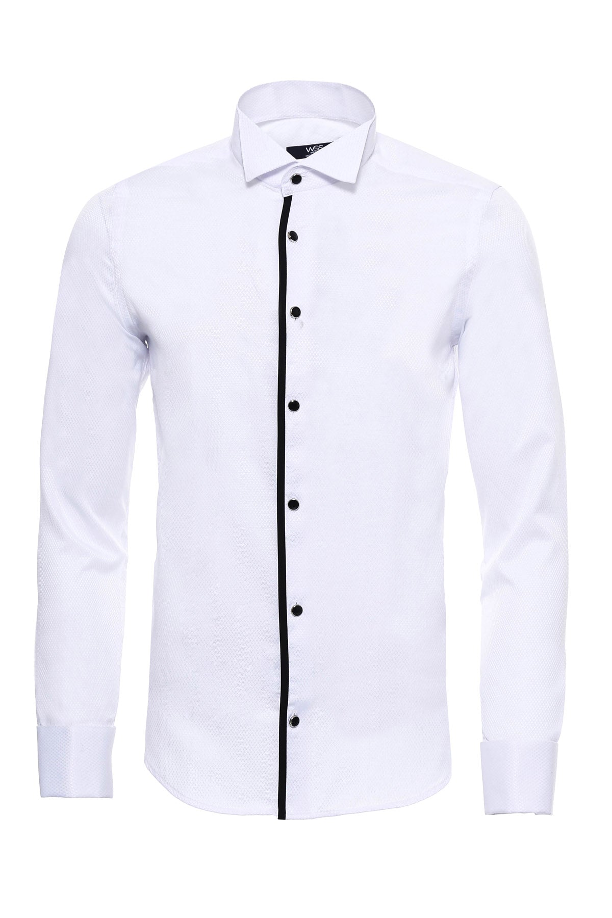 KOALA SYDNEY Black Stripe Detailed White Men Tuxedo Shirt -