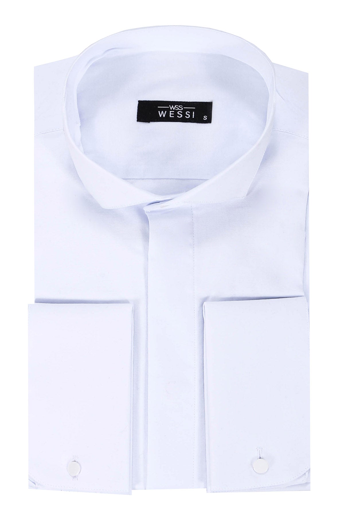 KOALA SYDNEY White Plain Stand Collar Formal Tuxedo Shirt -
