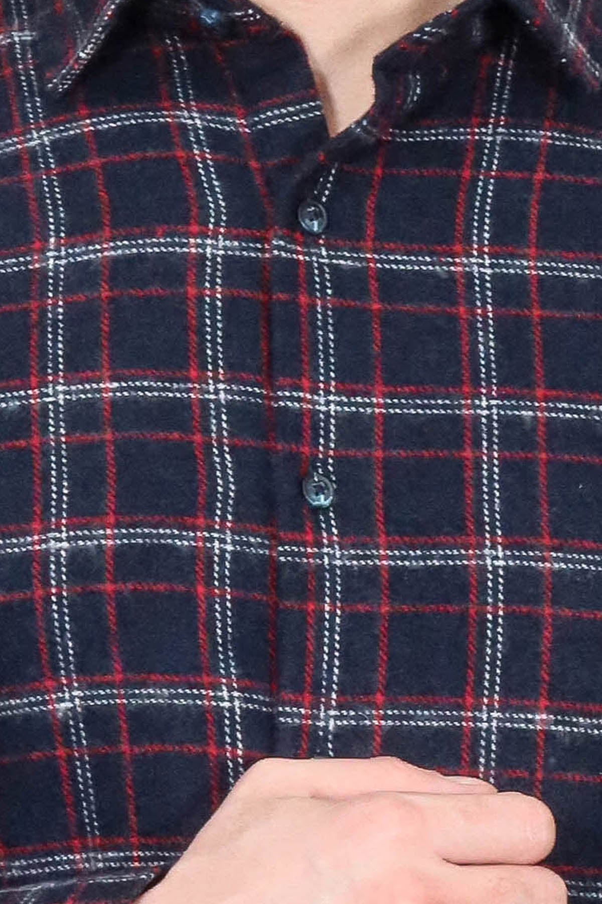 Thick Patterned Navy Blue Men Lumberjack Shirt