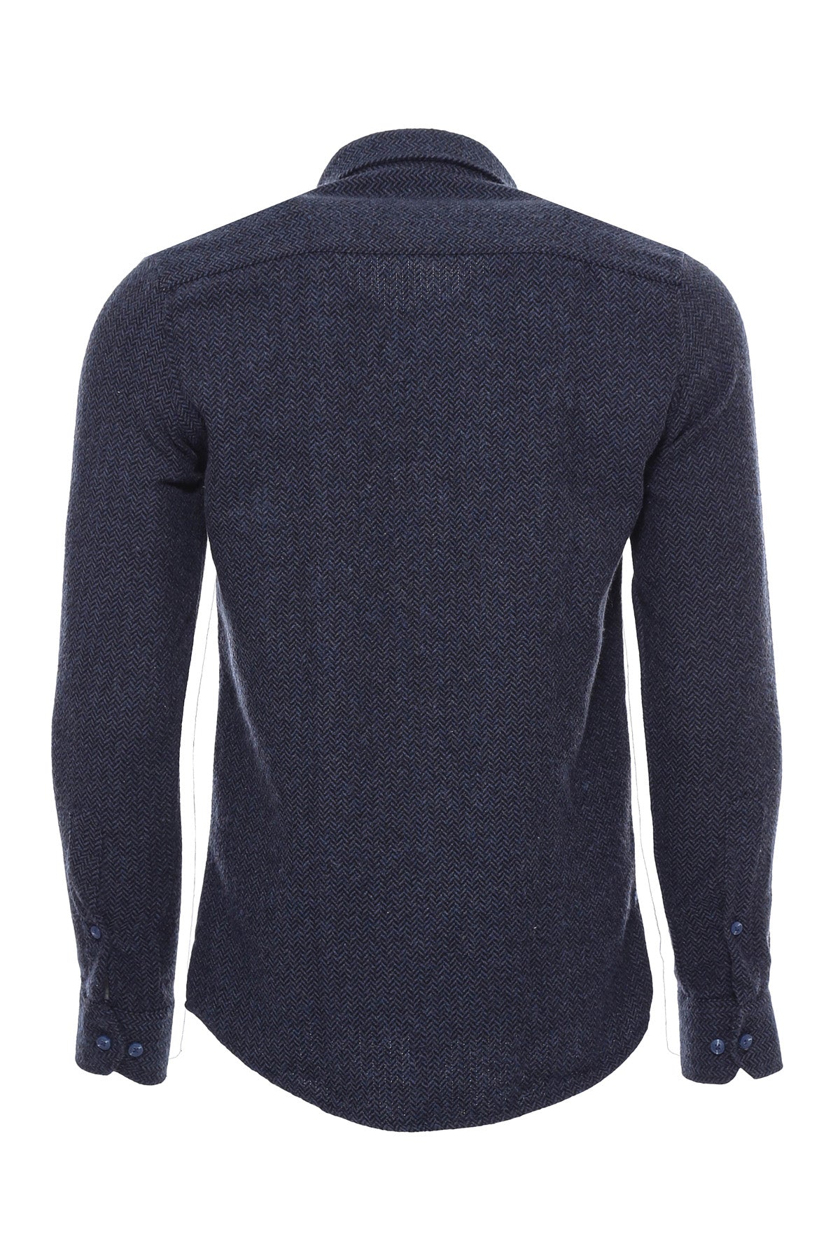 Thick Patterned Navy Blue Men Lumberjack Shirt -