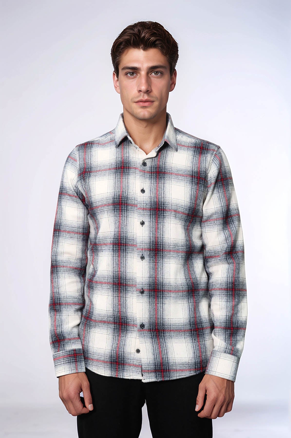 Thick Checked Grey Men Lumberjack Shirt