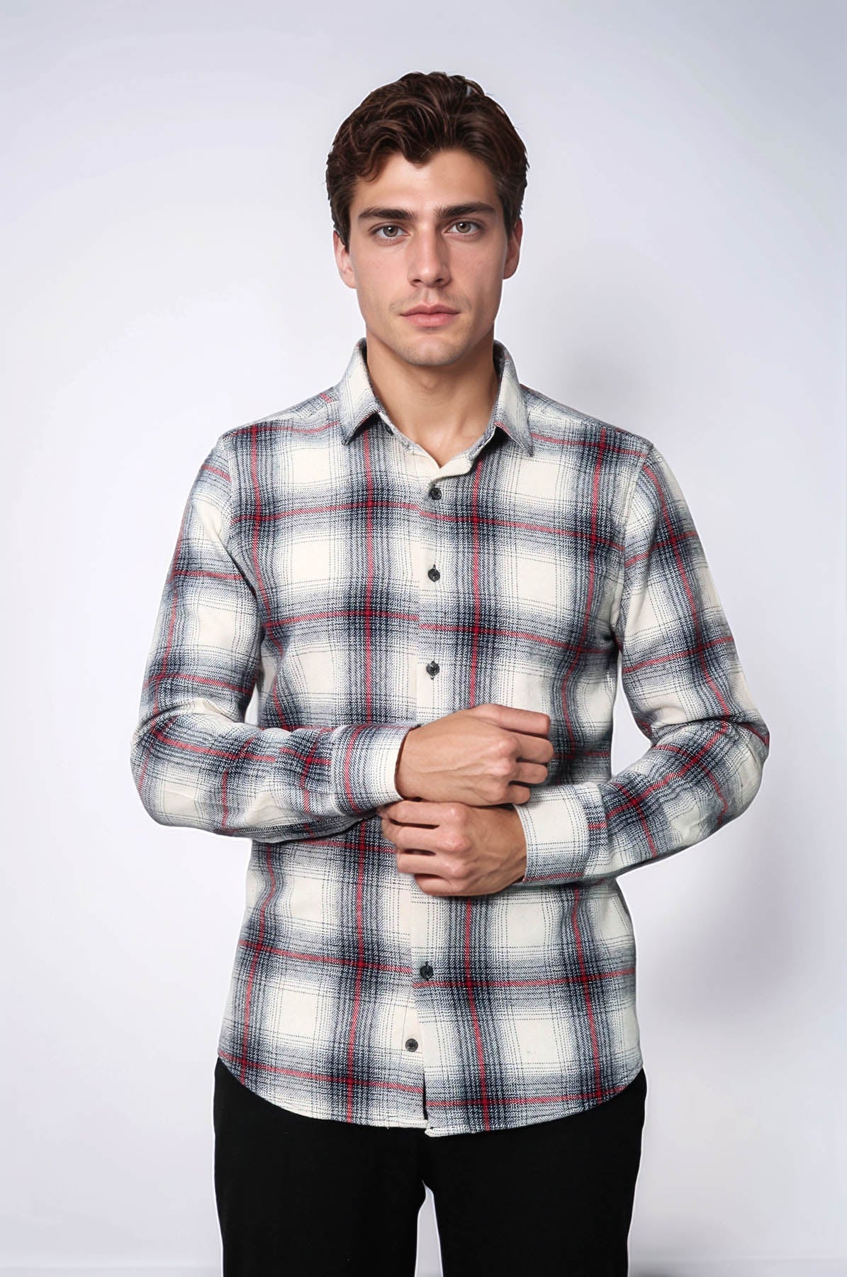 Thick Checked Grey Men Lumberjack Shirt