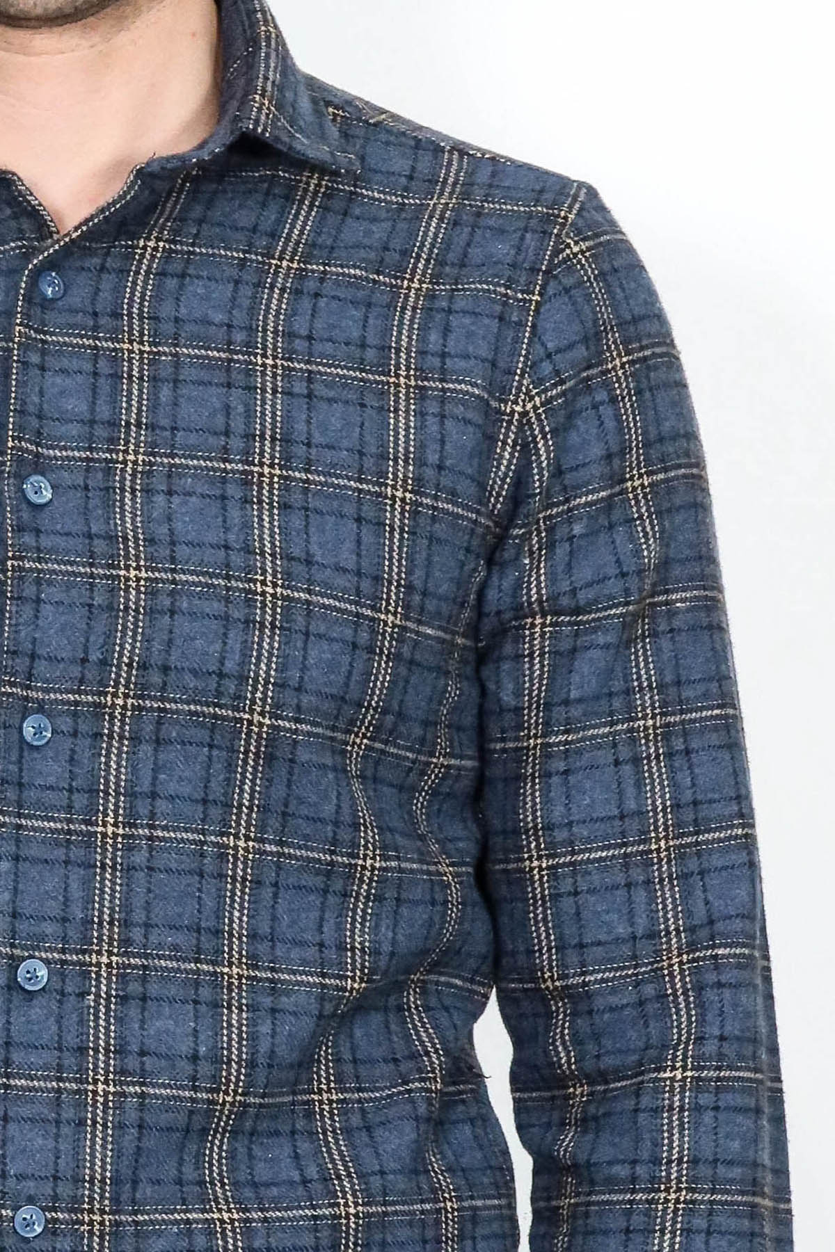 Plaid Navy Blue Men Lumberjack Shirt