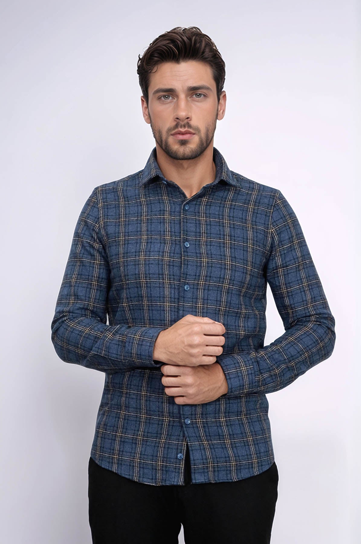 Plaid Navy Blue Men Lumberjack Shirt