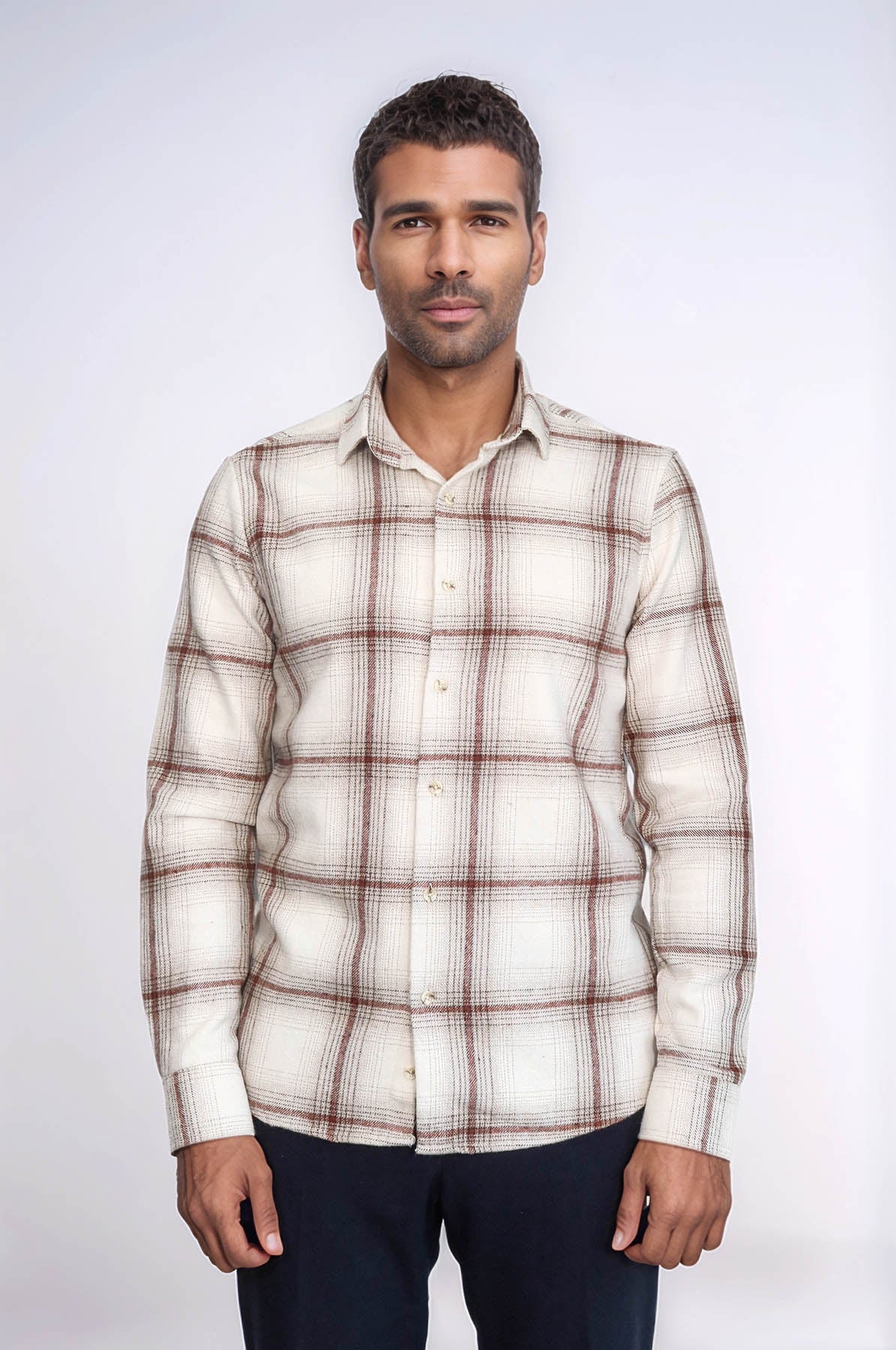 Plaid Light Brown Men Lumberjack Shirt