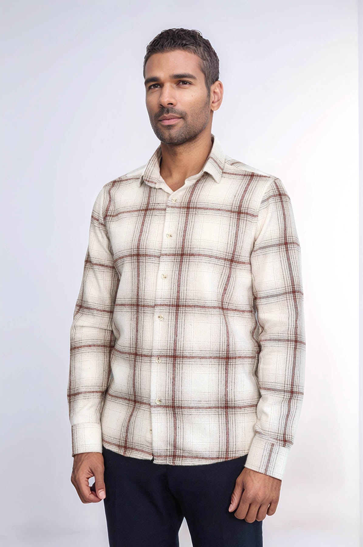 Plaid Light Brown Men Lumberjack Shirt