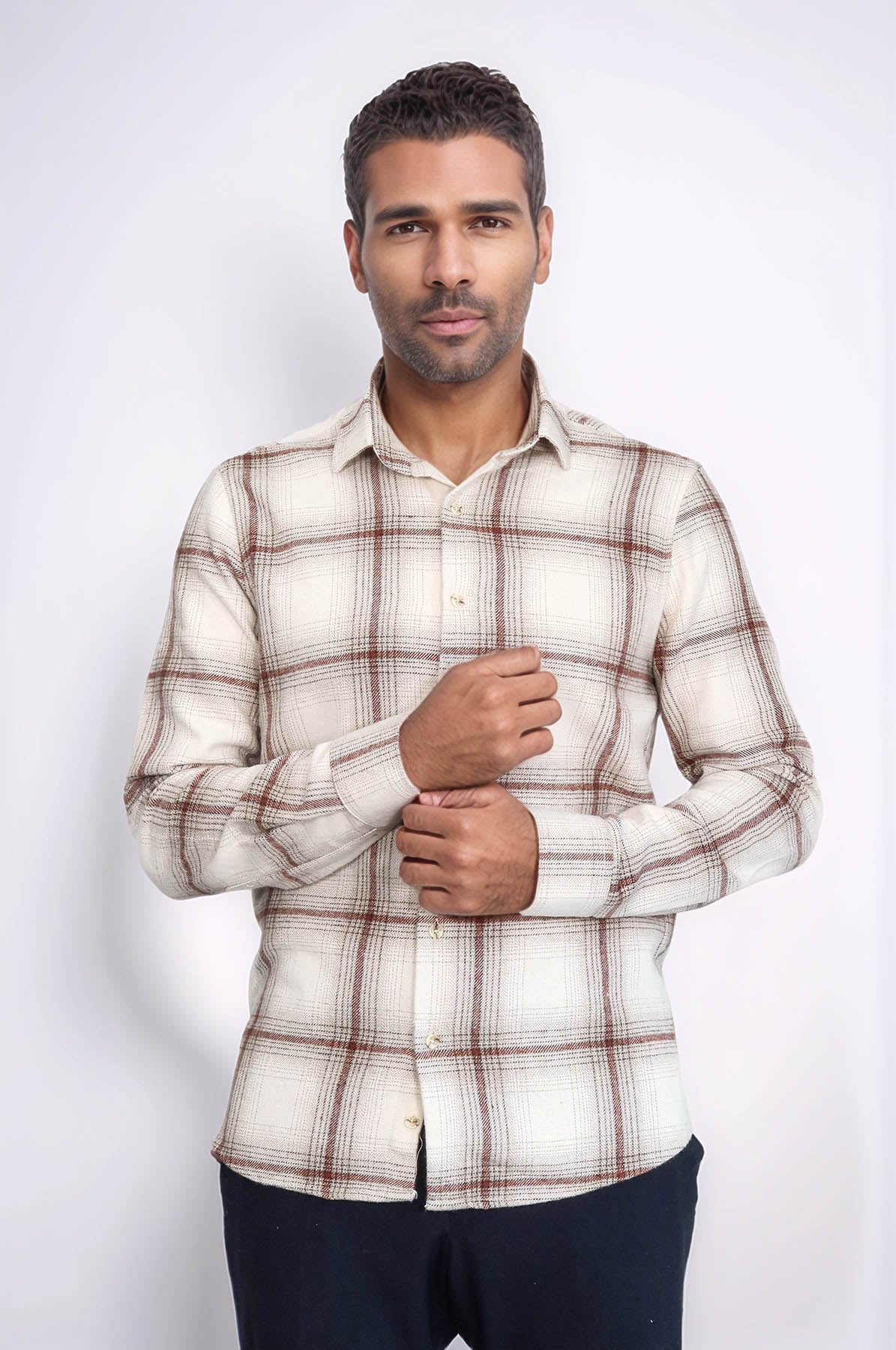 Plaid Light Brown Men Lumberjack Shirt
