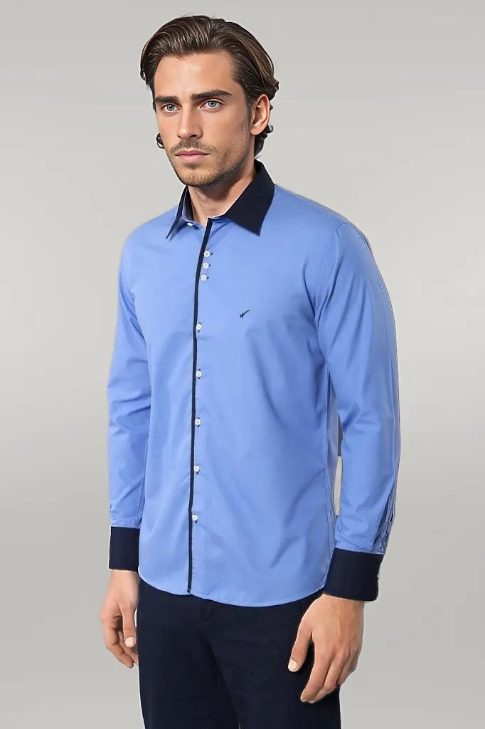 KOALA SYDNEY Double Colored Blue Slim Fit Shirt