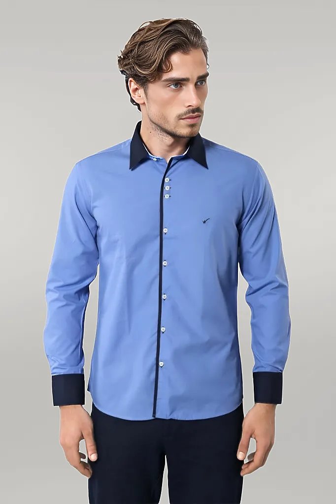 KOALA SYDNEY Double Colored Blue Slim Fit Shirt