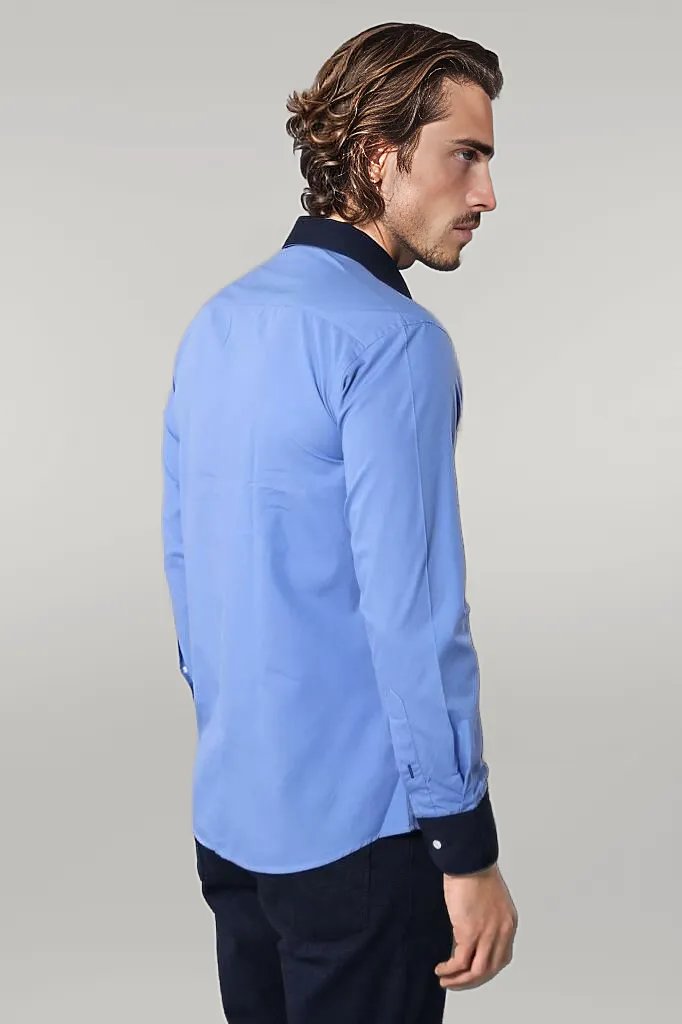 Double Colored Blue Slim Fit Shirt