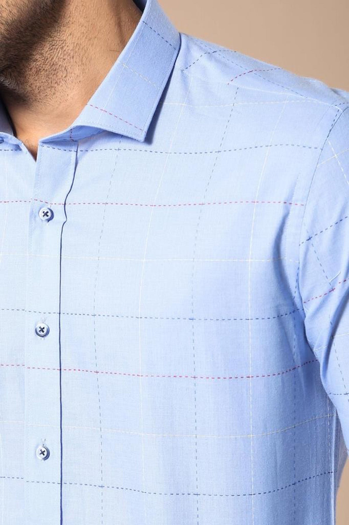 Slim Fit Plaid Blue Shirt