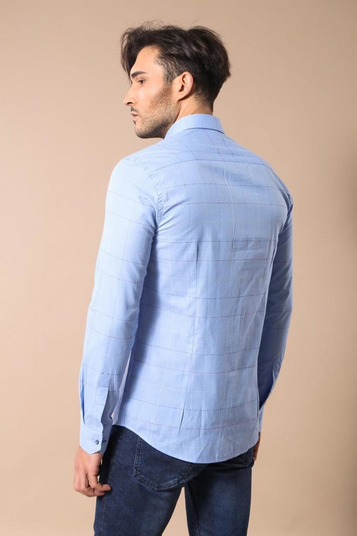 Slim Fit Plaid Blue Shirt