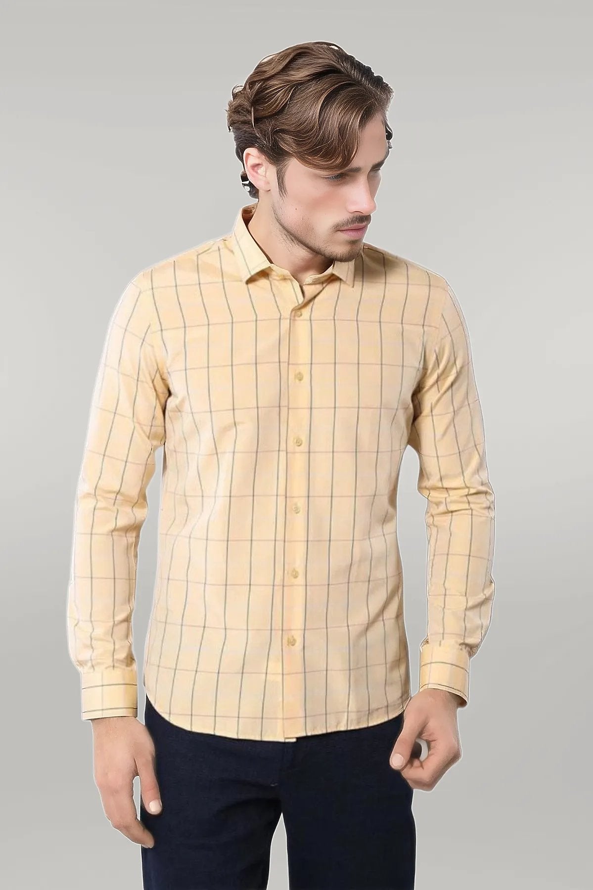 Yellow Plaid Men's Shirt