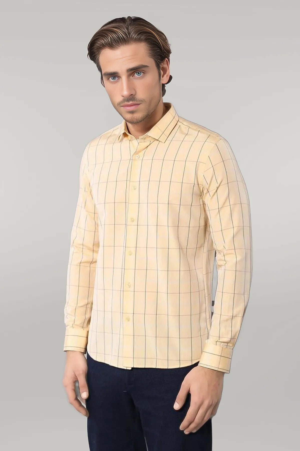 Yellow Plaid Men's Shirt
