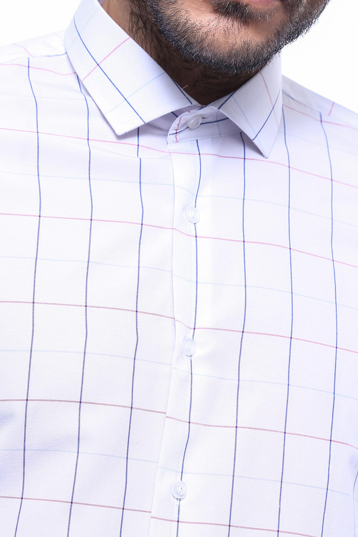 White Slim Fit Plaid Men's Shirt