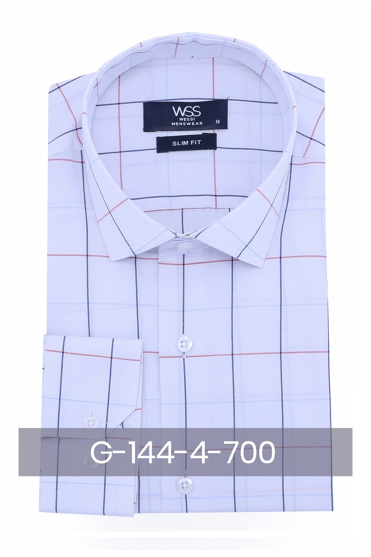 White Slim Fit Plaid Men's Shirt