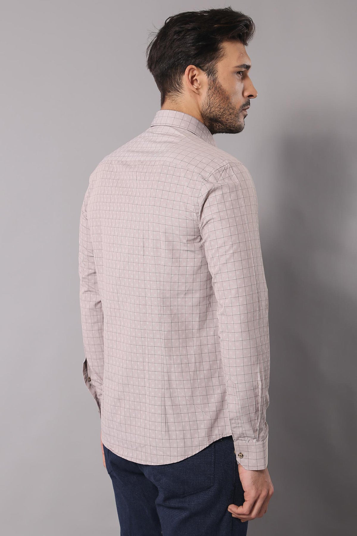 Patterned Slim Fit Beige Shirt