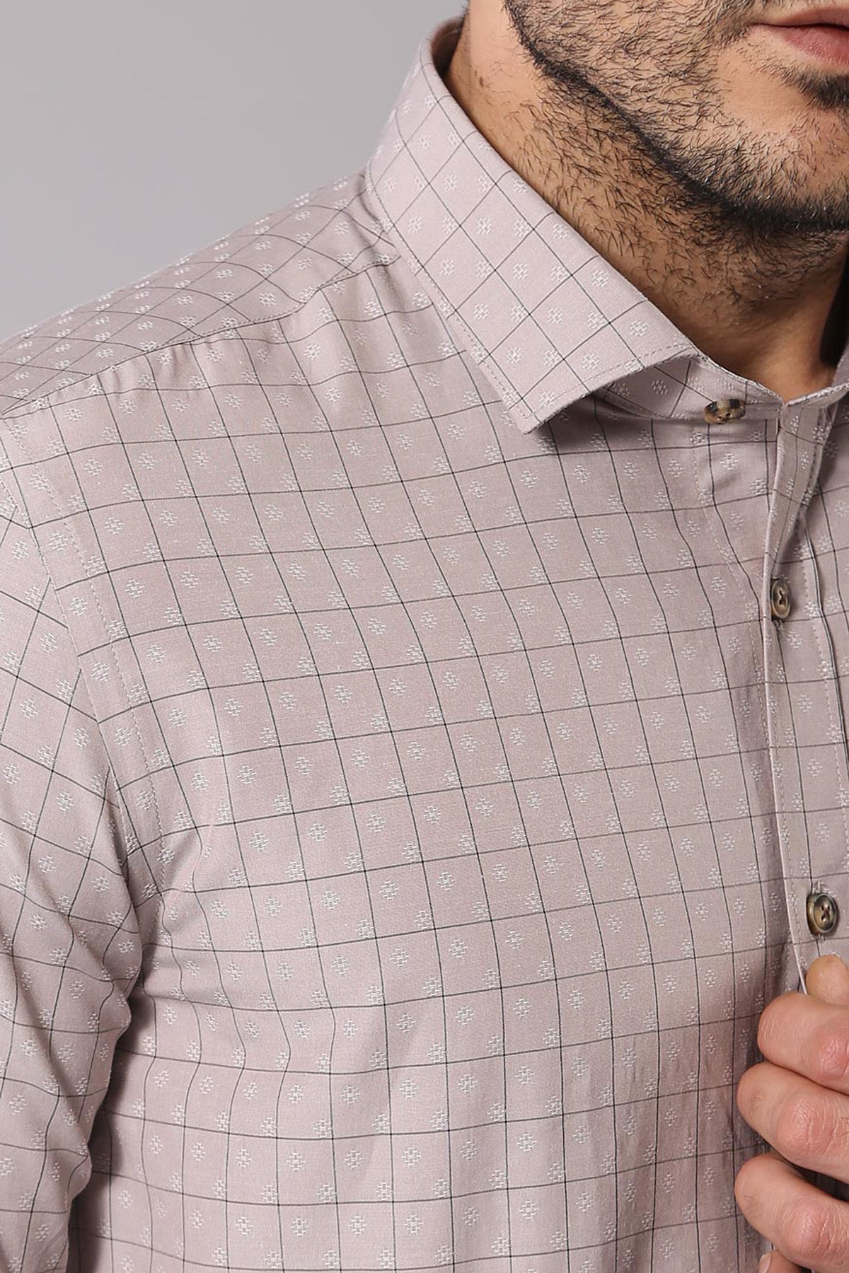 Patterned Slim Fit Beige Shirt