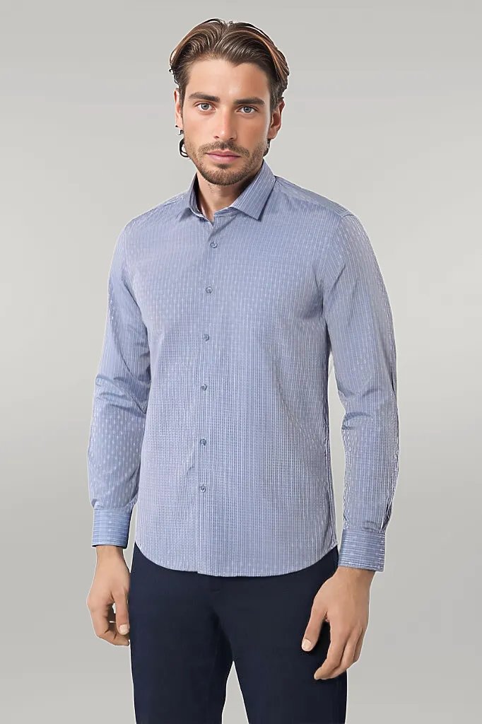 KOALA SYDNEY Patterned Slim Fit Blue Shirt