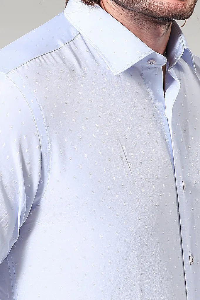 Blue Patterned Slim Fit Shirt -