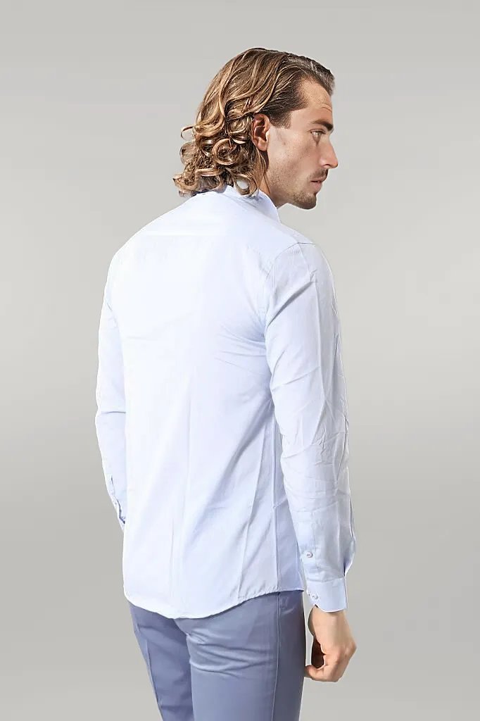 Blue Patterned Slim Fit Shirt -