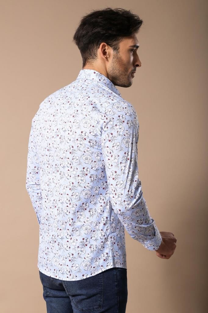 KOALA SYDNEY Patterned Cotton Light Blue Shirt-Wessi