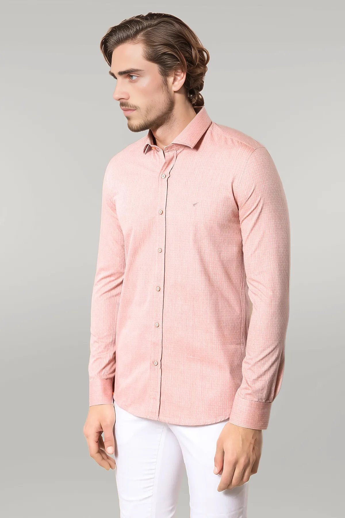 KOALA SYDNEY Pink Patterned Slim-Fit Men Shirt |